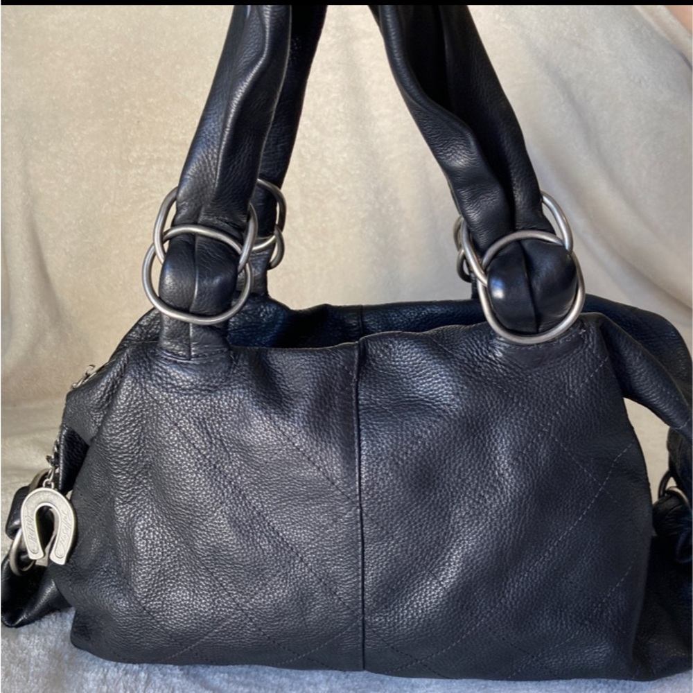 Betsey Johnson large slouchy black leather purse